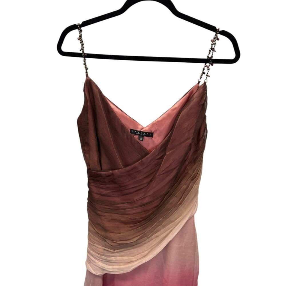 Vintage Y2K 100% Silk Ombre Fairy Dress Chain Strap Asym Midi 8 - Picture 6 of 16
